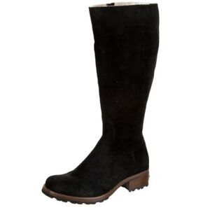 UGG Broome Black Suede Sheepskin Shearling Lined Knee Hi Equestrian Boots Size 8